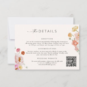 Färgglada Blommiga QR-kod Detaljer Bröllopskort Inbjudningar
