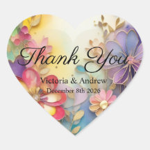 Färgglada Blommiga Tack Stickerlappar