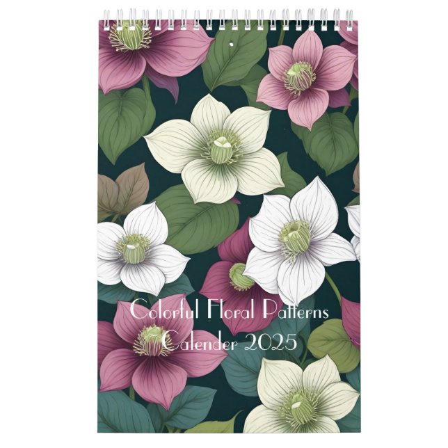 Färgglada blommönster kalender (Omslag)