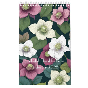 Färgglada blommönster kalender