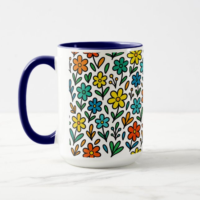 Färgglada blommönster  mugg (Vänster)