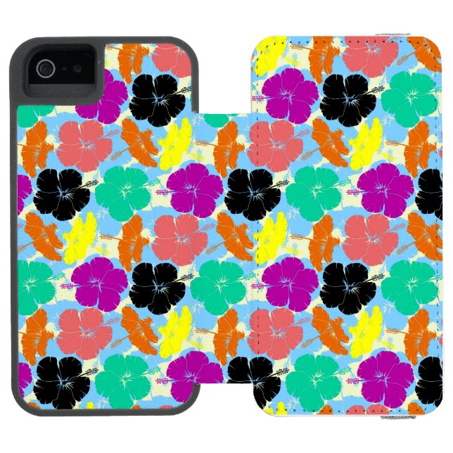 Färgglada blommönsterdesign incipio iPhone wallet skal (Folio Öppen)