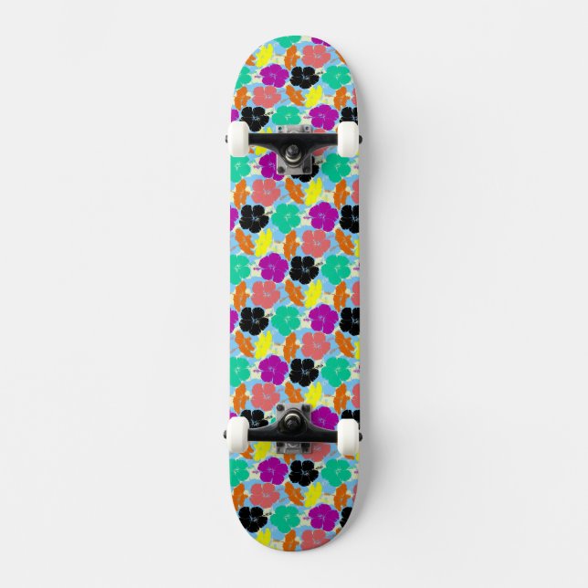 Färgglada blommönsterdesign mini skateboard bräda 18,5 cm (Framsida)