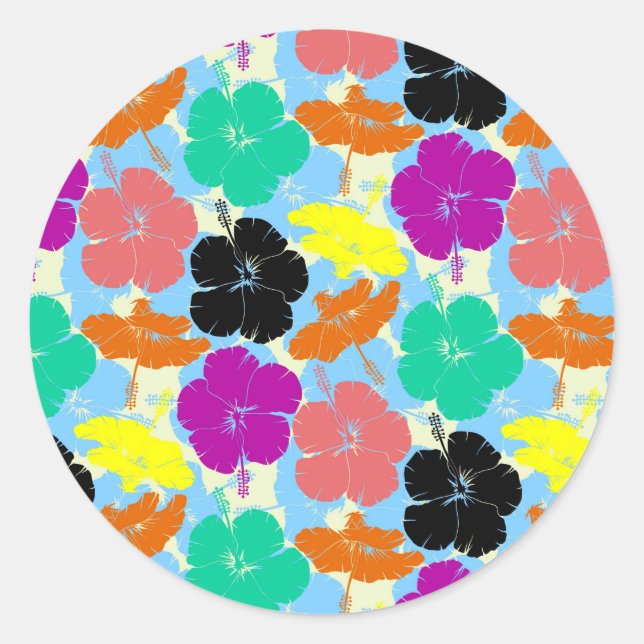 Färgglada blommönsterdesign runt klistermärke (Framsida)