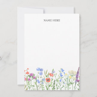 Färgglada blommor anpassat namn anteckningskort