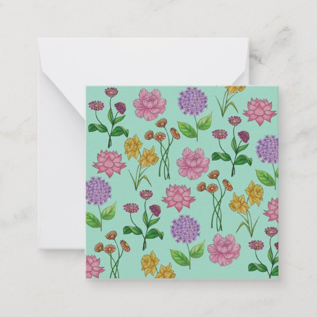 Färgglada blommor anteckningskort (Framsida)