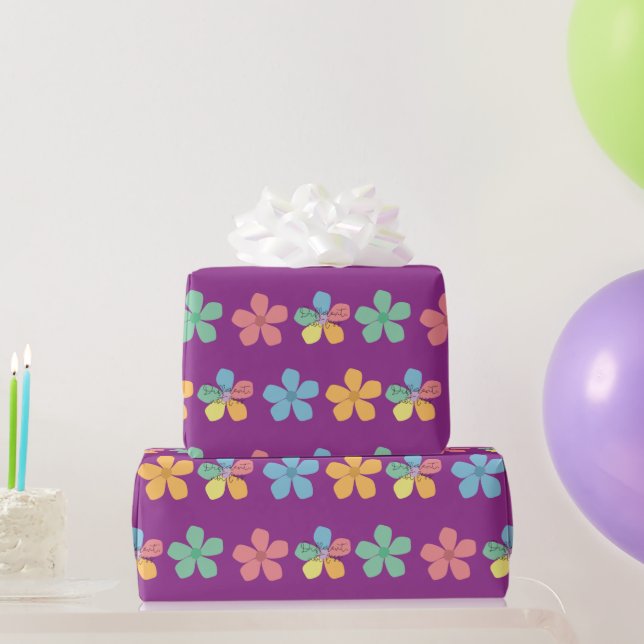 Färgglada Blommor Autism Annorlunda Inte Mindre Li Presentpapper (Festgåvor)