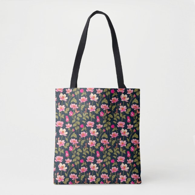 Färgglada blommor-Blommönster 22 - Tote Bag Tygkasse (Framsida)