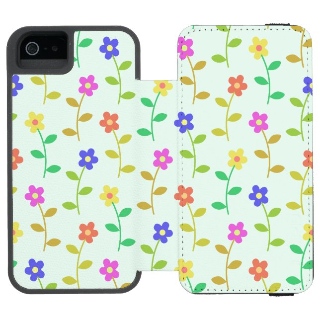 Färgglada blommor, blommönster, grönska, Boho Incipio iPhone Wallet Skal (Folio Öppen)