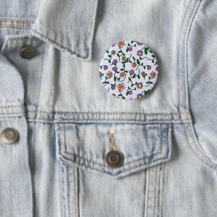 Färgglada blommor, blommönster, grönska, Boho Knapp