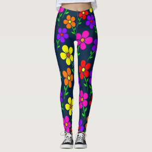 Färgglada blommor Blommönster Leggings