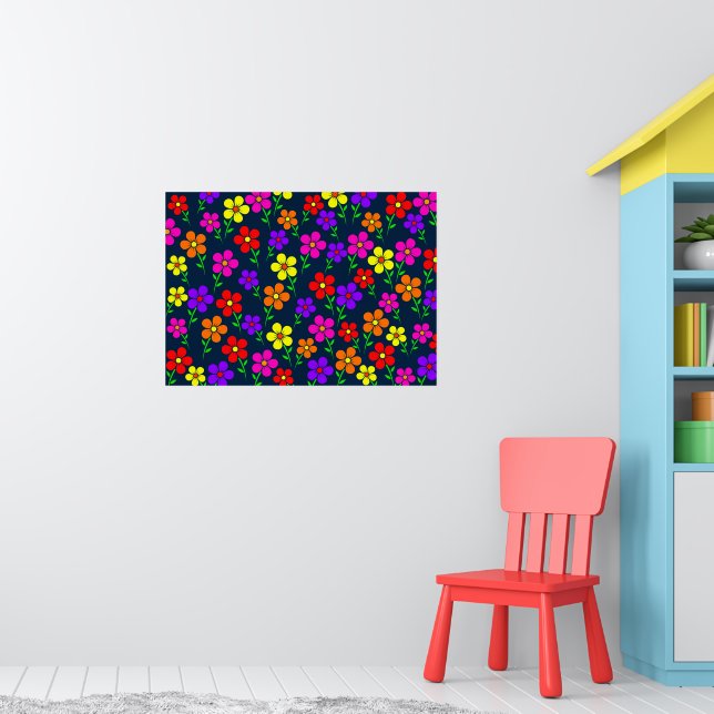Färgglada blommor Blommönster Poster (Barnkammare 1)