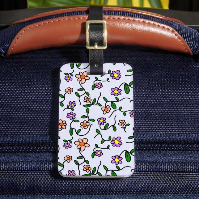 Färgglada blommor, blomster mönster, grönska, Boho Bagagebricka (Framsida Insitu 2)
