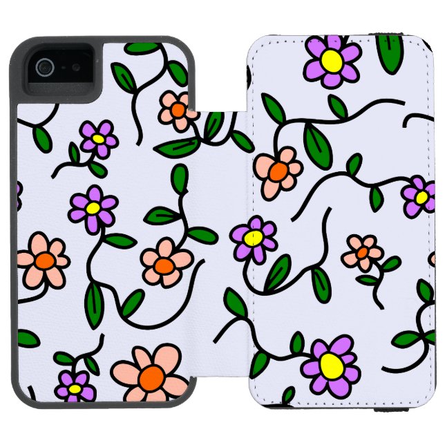 Färgglada blommor, blomster Mönster, grönska, Boho Incipio iPhone Wallet Skal (Folio Öppen)