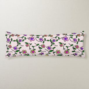 Färgglada blommor, blomster mönster, grönska, Boho Kroppskudde