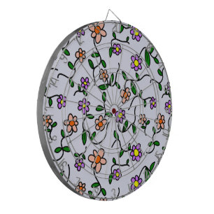 Färgglada blommor, blomsterdekor, grönska, Boho Darttavla