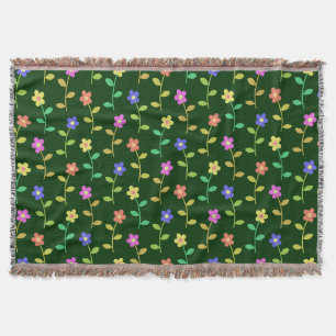 Färgglada blommor, blomsterdekor, grönska, Boho Filt