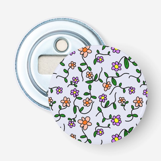 Färgglada blommor, blomsterdekor, grönska, Boho Flasköppnare (Framsidan)