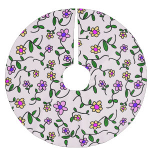 Färgglada blommor, blomsterdekor, grönska, Boho Julgransmatta Borstad Polyester