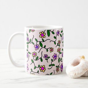 Färgglada blommor, blomsterdekor, grönska, Boho Kaffemugg