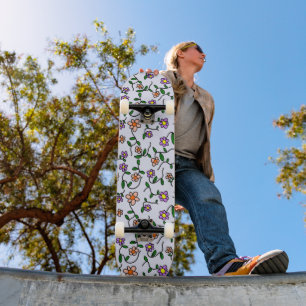 Färgglada blommor, blomsterdekor, grönska, Boho Mini Skateboard Bräda 18,5 Cm