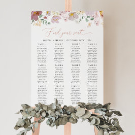 Färgglada blommor, Boho, Bröllopsplatskarta Poster