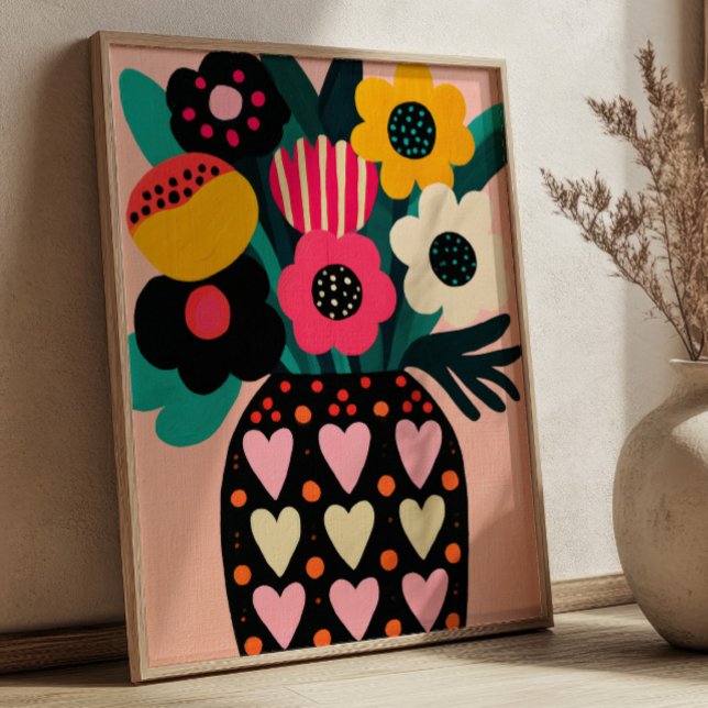 Färgglada blommor Bouquet Maximalist blomsterkonst Poster (Skapare uppladdad)