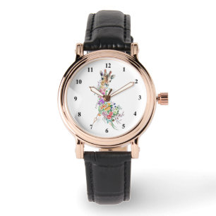 Färgglada blommor bukett giraff - Teckning Modern Armbandsur