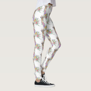 Färgglada blommor bukett giraffer - Teckning Moder Leggings