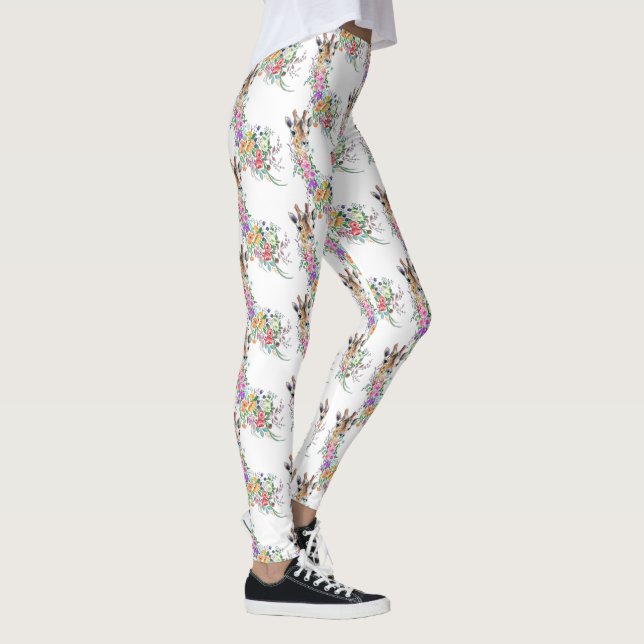 Färgglada blommor bukett giraffer - Teckning Moder Leggings (Höger)