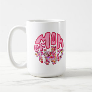 Färgglada Blommor Cirkulär Blommig Mamma Till Två Kaffemugg