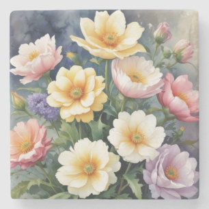 Färgglada blommor Elegant akvarellmålning Stenunderlägg