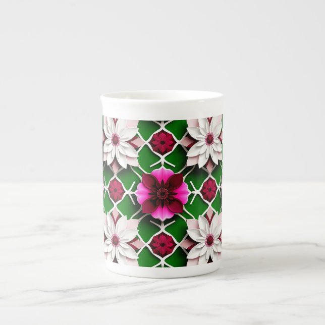 🌸 Färgglada blommor elegant gåva till henne Benporslin Mugg (Framsidan)