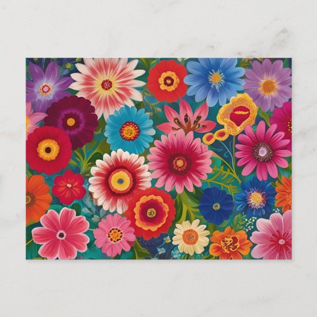 Färgglada blommor för alla tillfällen  vykort (Framsida)