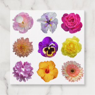 Färgglada blommor gåvor etiketter