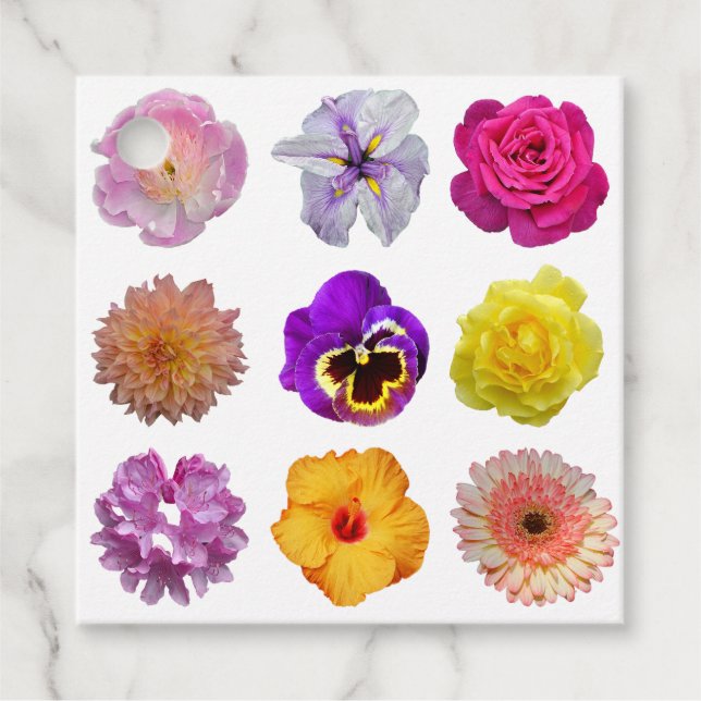 Färgglada blommor gåvor etiketter (Framsida)