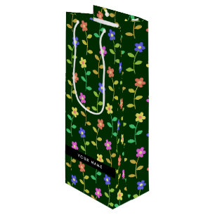 Färgglada blommor, grön bakgrund, svart