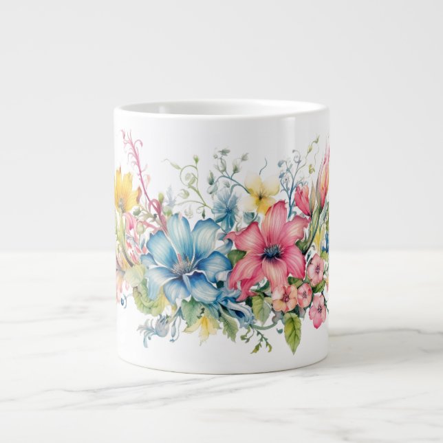 Färgglada blommor jumbo mugg (Framsidan)