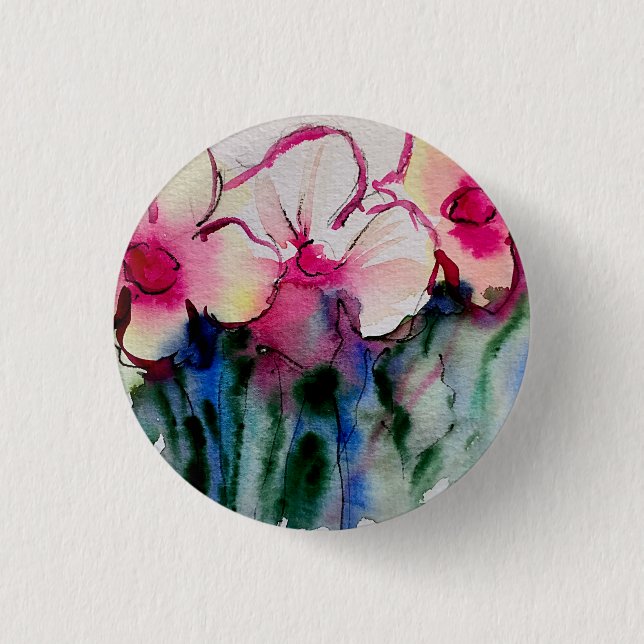 Färgglada Blommor Konst Knapp (Framsida)