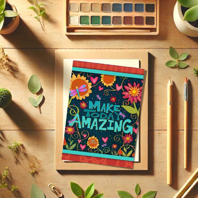Färgglada blommor kul glad idag gör fantastisk tack kort (Skapare uppladdad)