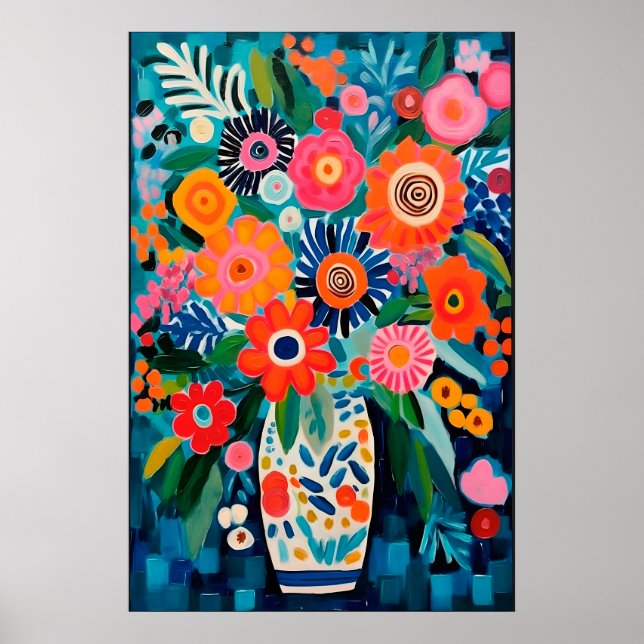 Färgglada BLOMMOR MATISSE Inspirerad POSTER – Unik (Framsidan)