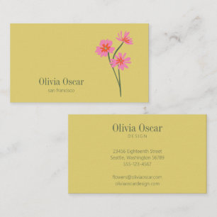 Färgglada blommor Moderna rosa gula blommor Visitkort