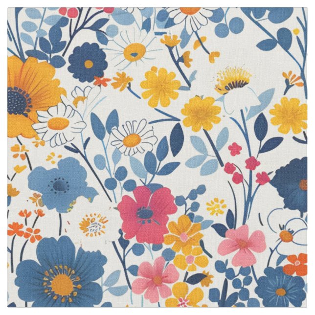 Färgglada blommor Mönster äng Tyg (Närbild)