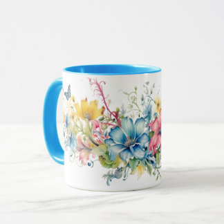 Färgglada blommor mugg