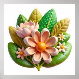 Färgglada blommor och gröna blad poster