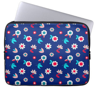 Färgglada blommor på en mörkblå bakgrund laptop fodral