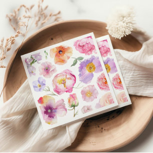 Färgglada Blommor Pappersservett