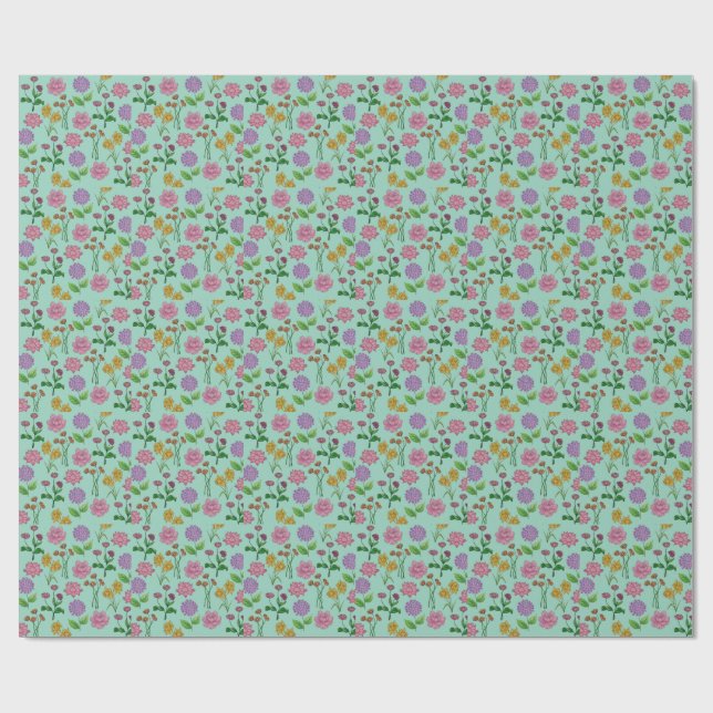 Färgglada blommor presentpapper (Platt)