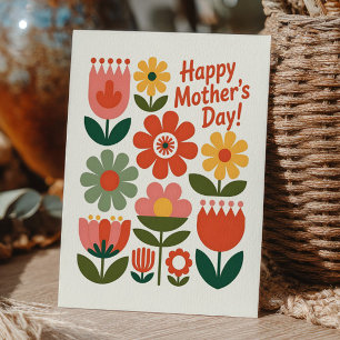 Färgglada blommor Retro blommor Glad mors dag Vykort