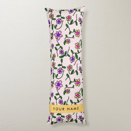 Färgglada blommor, rosa bakgrund, gul kroppskudde